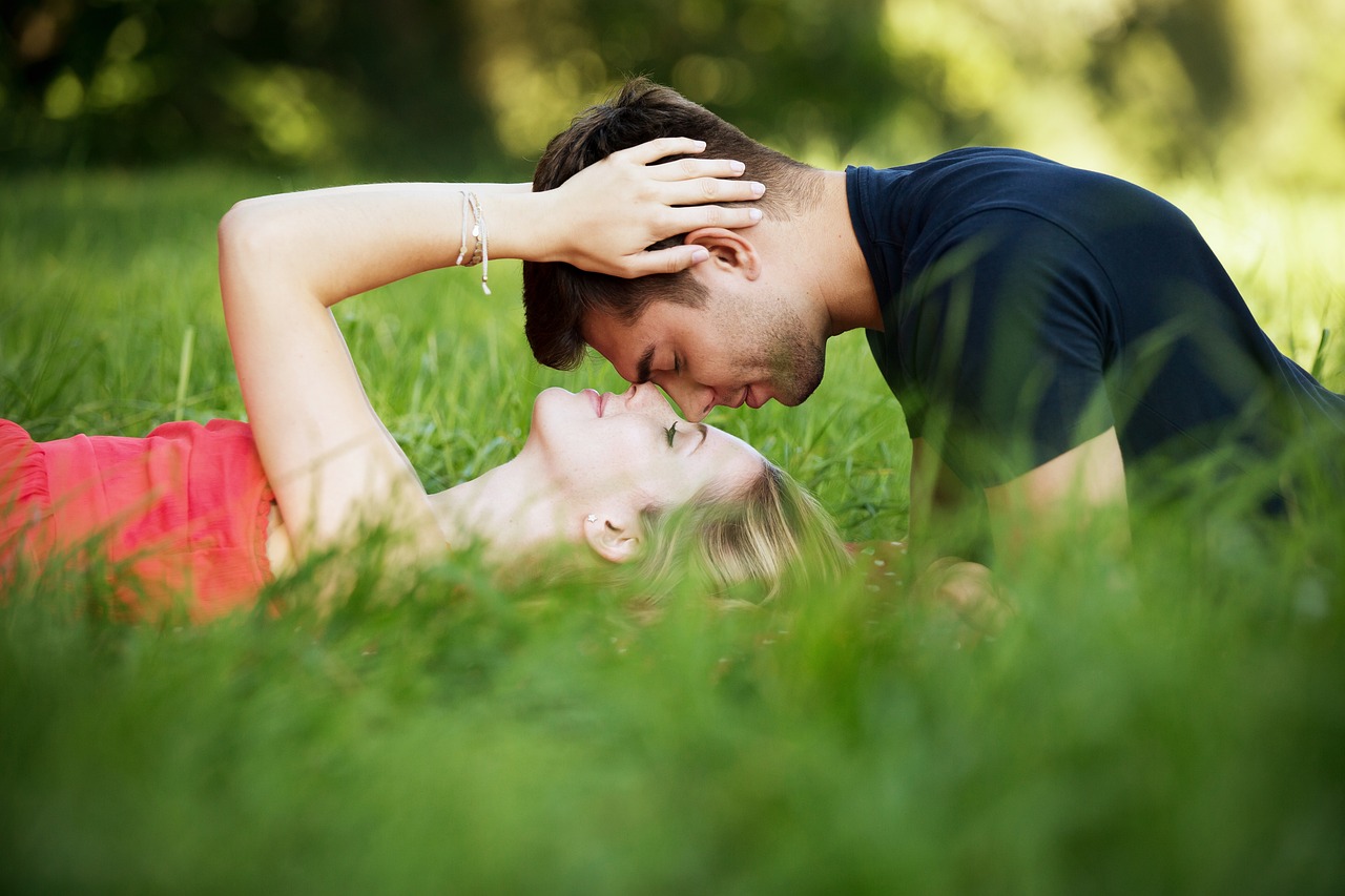 Couple showing each other who they are